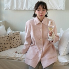 批发韩国ins博主款温柔甜美减龄复古单排扣中<b class='q'>长款</b>毛呢外套大衣