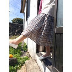 批发已出货 韩国甜美少女风日系复古格纹休闲慵懒风<b class='q'>百搭</b>中长款半身裙