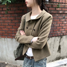 批发<b class='q'>韩国</b>东大门2026秋冬日系复古气质翻领双排扣显瘦毛呢<b class='q'>短外套</b>