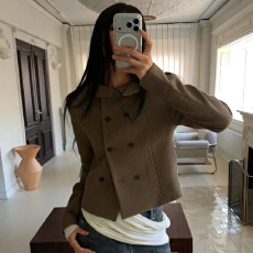 批发<b class='q'>韩国</b>东大门秋季新款气质复古双排扣翻领小个子毛呢<b class='q'>短外套</b>