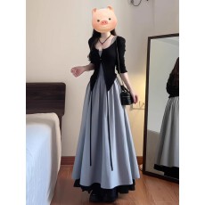 批发法式<b class='q'>吊带</b><b class='q'>连衣裙</b>子女秋冬2025新款爆款气质收腰巨好看早秋长裙套装