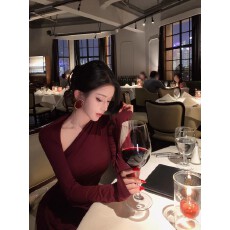 批发2025韩版设计感御姐风修身显瘦修身百搭气质时尚收腰a字<b class='q'>连衣裙</b>女