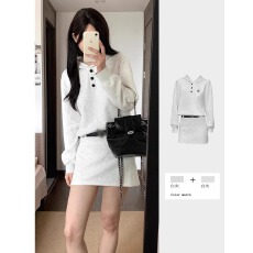 批发华棉复合秋甜辣妹学院风连帽卫衣长袖连衣裙女收腰包臀短裙子