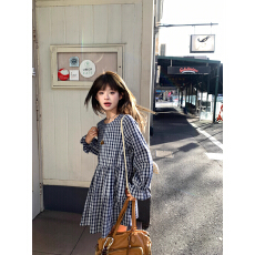 批发DEEMO STUDIO轻松假日<b class='q'>超</b>好穿慵懒氛围调棉感格纹连衣裙格子裙