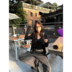 批发人棉胶印蕾丝碎花辣妹吊带<b class='q'>露</b><b class='q'>脐</b>修身<b class='q'>背心</b>开衫女秋款两件套