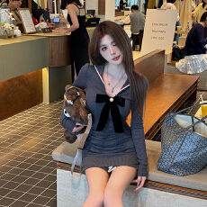 批发韩系女高辣妹连衣裙气质显瘦修身包臀裙学院纯欲长袖<b class='q'>裙子</b>
