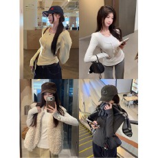 批发【人棉抓毛双层】拼接修身<b class='q'>长袖</b><b class='q'>T</b><b class='q'>恤</b>女秋冬假两件上衣内搭打底衫