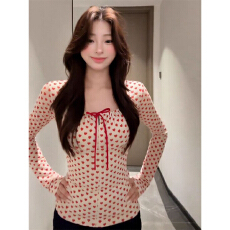 批发韩系设计感爱心<b class='q'>长袖</b>t恤女秋冬2025新款辣妹风修身内搭打底衫上衣