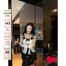 批发Pinksoya粉豆子 甜美蝴蝶结U领<b class='q'>长袖</b><b class='q'>t</b><b class='q'>恤</b>女初春新款内搭打底衫上衣