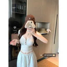 批发PPHOME辣妹风纯色修身弹力坑条短袖<b class='q'>针织衫</b>女夏季修身显瘦短款上衣