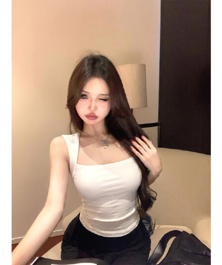 화이트 광장 칼라 스트라이프 만나는 캐미솔 여름 민소매 외출용 몸매 가꾸기 디자인 센스 핫걸 쇼트 스타일 맨위