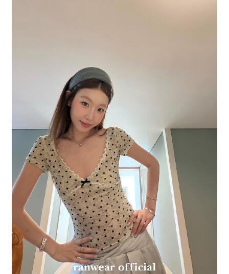 한 은 식물 플러시 ranwear 다우 다우 눈 푸 순수한 욕망 바람 홀치기 염색 프린트 식물 플러시 레이스 반팔 맨위