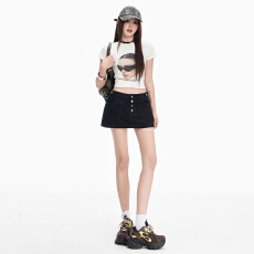 批发黑色低腰辣妹半身裙女2026新款夏季修身显瘦A字包臀牛仔短裙