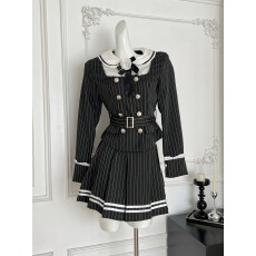 批发学院风jk制服套装女秋冬季巨好看千金黑色长袖<b class='q'>衬衫</b>上衣半身短裙子