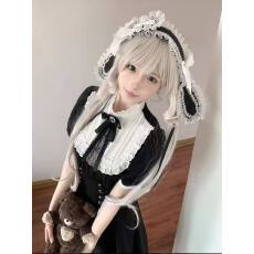 批发哥特蕾服量产型黑色收腰连衣裙设计感小众亚文化裙子日系复古长裙