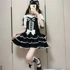 批发<b class='q'>日系</b>软妹蝴蝶结lolita娃娃领短袖衬衣学生宽松显瘦蕾丝边衬衣内搭