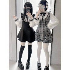 批发原创设计量产型系蕾丝珍珠蝴蝶结<b class='q'>日系</b>少女亚文化长袖Lolita连衣裙