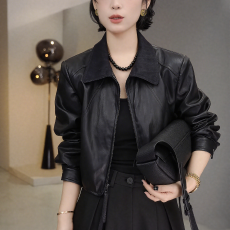 批发复古百搭时尚休闲短款皮衣外套女2026新款别致小众设计感夹克上衣