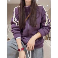 批发春秋新款宽松通勤百搭韩版撞色长袖外套女休闲时尚显瘦半高领上衣