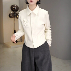 2026新款高级感网红时尚洋气百搭女装钩花镂空衬衫女款爆款上衣女