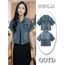 批发短袖牛仔<b class='q'>外套</b>女夏季薄款外穿复古时尚显瘦百搭<b class='q'>休闲</b>短款衬衫上衣潮