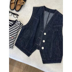 批发<b class='q'>休闲</b>牛仔马甲女短款2025春夏新款韩版宽松无袖坎肩背心外搭小<b class='q'>外套</b>