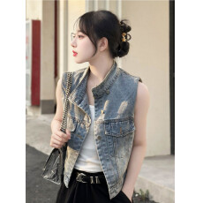批发牛仔马甲女夏季新款时髦洋气减龄百搭无袖坎肩背心马夹外套ins潮