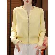 批发韩版双拉链<b class='q'>开衫</b>长袖上衣女士春季时尚休闲<b class='q'>针织</b>衫洋气宽松百搭上衣