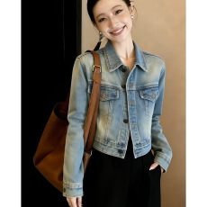 批发复古风气质短款牛仔外套女2026春秋季新款宽松设计感小众夹克上衣