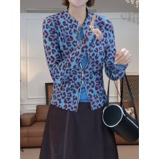 批发大码复古时髦豹纹开衫<b class='q'>外套</b>女春夏薄款休闲百搭宽松显瘦双拉链上衣