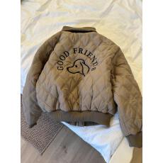 批发巨好看的美式复古棒球棉服女款冬季宽松菱格绗缝夹棉外套短款<b class='q'>棉衣</b>