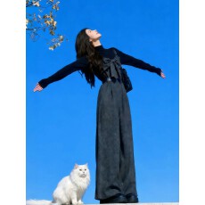 批发<b class='q'>韩</b>系秋冬穿搭套装高级感洋气减龄蝴蝶结背带裤长袖针织衫两件套女