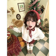 批发美式复古蝴蝶小狗刺绣立领毛衣外套女春秋季高级感宽松学院风上衣