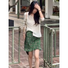 批发夏季减龄穿搭一整套<b class='q'>装</b>女轻薄防晒显瘦圆领上衣印花半身短裙两件套