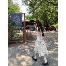 批发2026夏季超火减龄套<b class='q'>装</b>韩系正肩短袖<b class='q'>T</b><b class='q'>恤</b>女波点不规则半身裙两件套