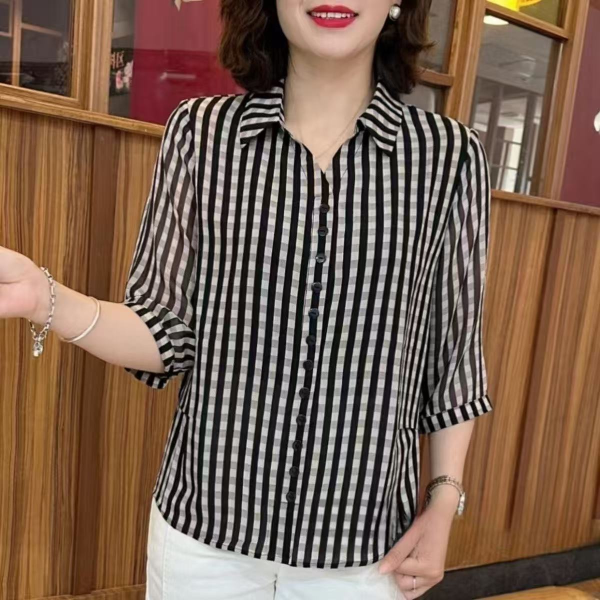 MY16983# 新款洋气小衫时尚衬衣气质显瘦遮肚减龄衬衫宽松上衣女裝貨源...