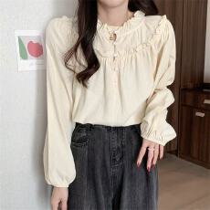 批发法式复古2026耳边长袖<b class='q'>衬衫</b>设计感小众新款宽松超仙女装上衣