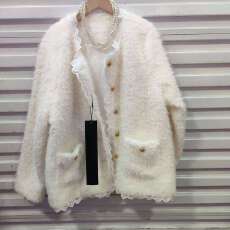 批发法式<b class='q'>蕾丝</b>边小香风外套女2025秋冬新款时尚气质高级感白色上衣