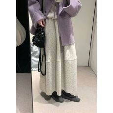 批发复古碎花毛呢<b class='q'>半身</b>裙秋冬无托腹抽绳a字伞裙蓬蓬花苞蛋糕<b class='q'>长裙</b>