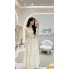 批发法式温柔风勾花镂空罩衫白色吊带连衣裙套<b class='q'>装</b>女夏气质收腰显瘦长裙