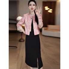 批发国风七分袖两件套<b class='q'>连衣裙</b>女2025年春秋新款轻奢高级感妈妈套装裙子