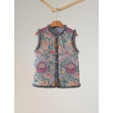 批发莲枝凤凰醋酸夹棉拼水貂刺绣新中式国风马甲