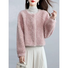 批发<b class='q'>海宁</b>颗粒绒<b class='q'>皮草</b>外套女短款羊剪绒甜美减龄百搭保暖羊羔毛大衣冬季