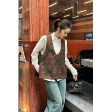 批发羊毛人丝混纺提花深V领坎肩外搭2026春款新中式国风马甲上衣女装