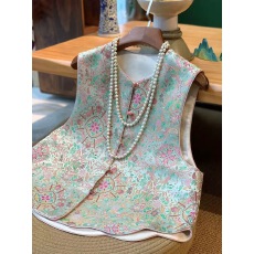 批发双面穿真丝宋锦新中式国风<b class='q'>马甲</b>女2026春季新款中式坎肩复古<b class='q'>马甲</b>