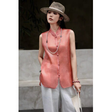 批发真丝<b class='q'>欧根纱</b>立领盘扣马甲女2026春夏装新款新中式国风气质减龄<b class='q'>上衣</b>