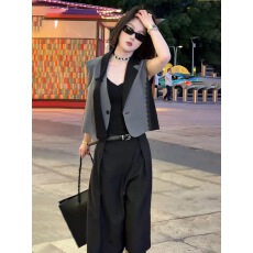 批发通勤风西装马甲<b class='q'>女</b>单排扣纽扣马甲显瘦职场穿搭无袖外套