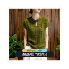 批发复古格纹短袖上衣女夏通勤风气质设计感小众衬衫超好看时尚2026年