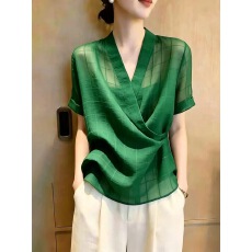 批发韩系时尚气质减龄上衣女2026夏季新款显瘦高级感独特精致短袖女装