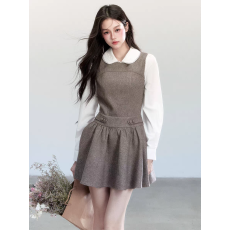 批发【9/15new】易碎商店·松烟暖昼 甜美风背心<b class='q'>连衣裙</b>娃娃领衬衫套装